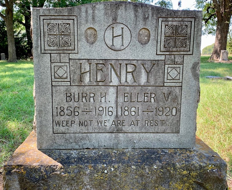 Gravestone of Burr and Ella Henry